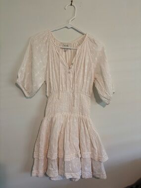 Cleobella Ivory Smocked Waist Tiered Mini Dress